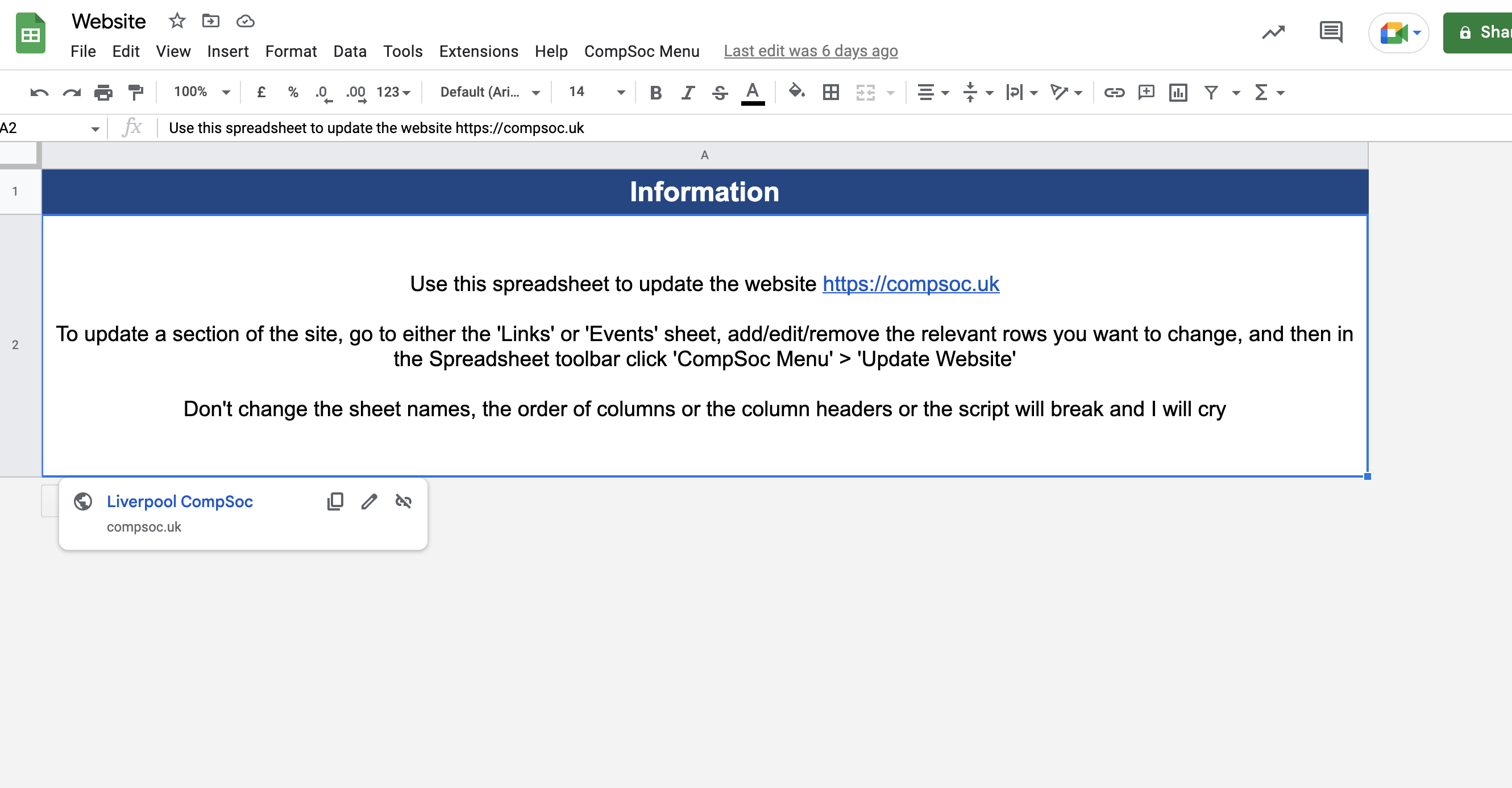 Google Sheets Info Management