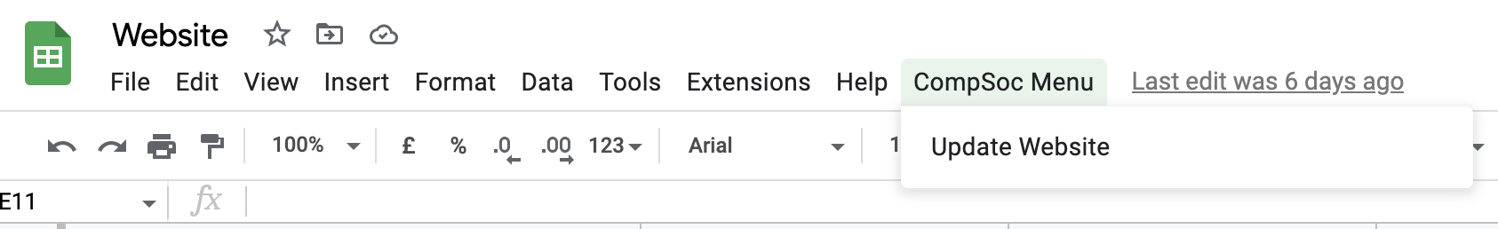 Google Sheets Custom Menu