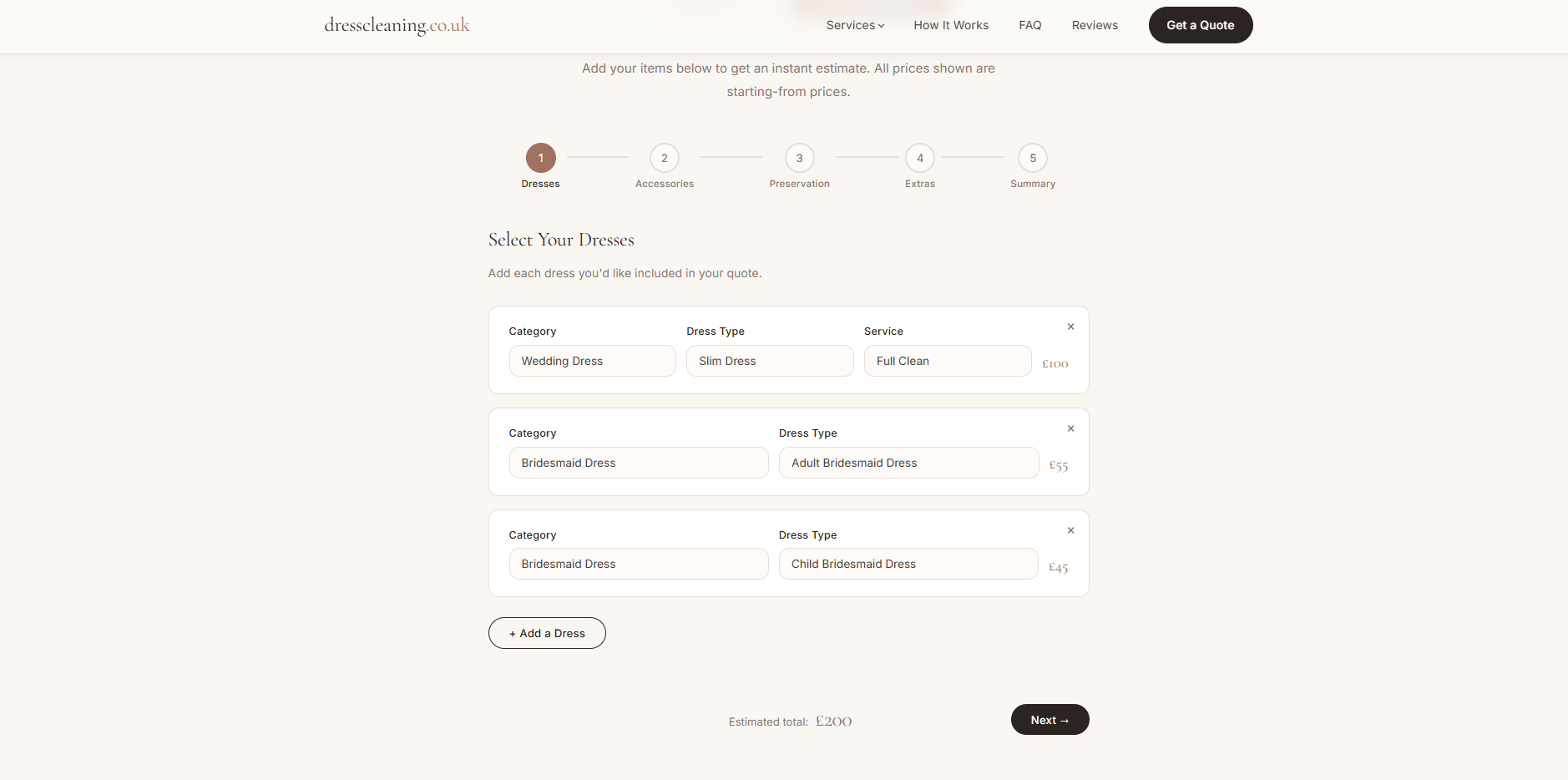 Personalised Quote — Step 1