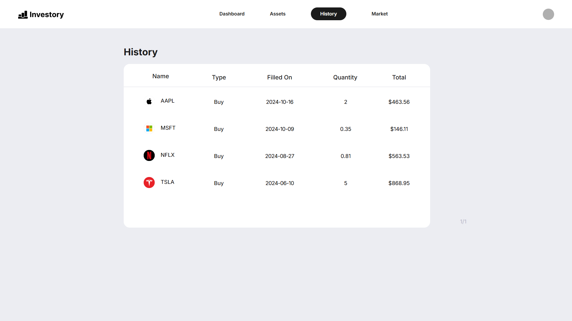 Transaction History