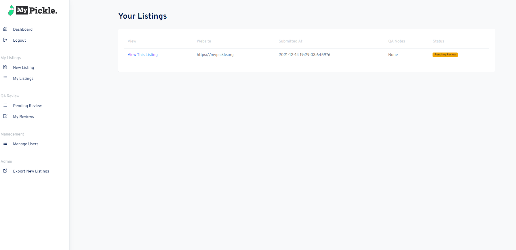 View Listings Interface