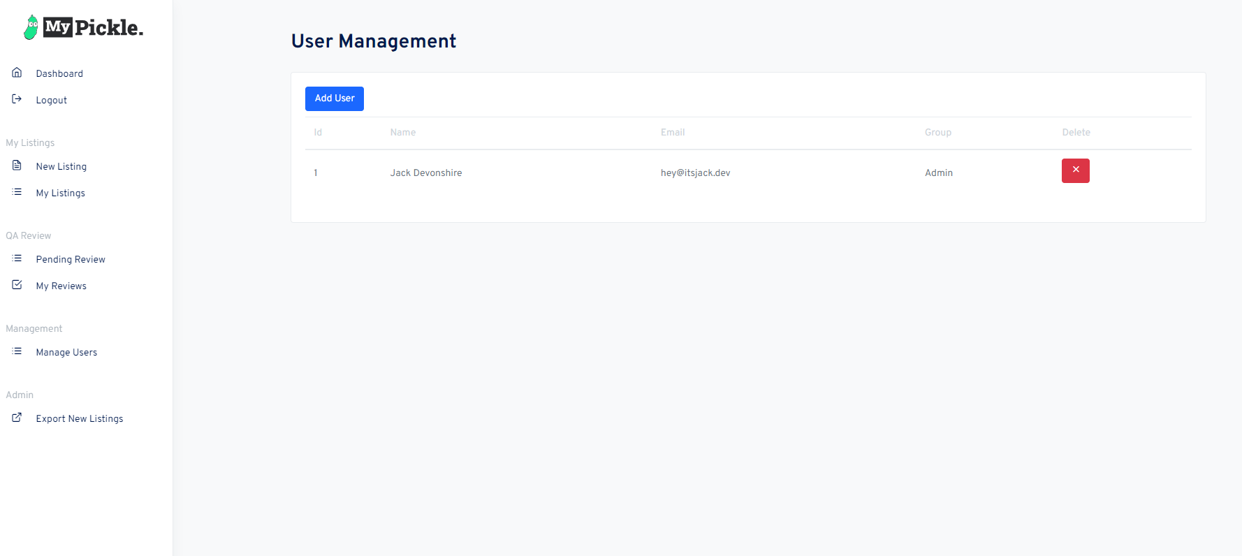 User Management Dashboard